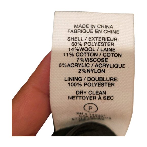 AVEC LES FILLES HOUNDSTOOTH PLAID OVERSIZED PEACOAT SIZE LARGE black & white L - Picture 9 of 12